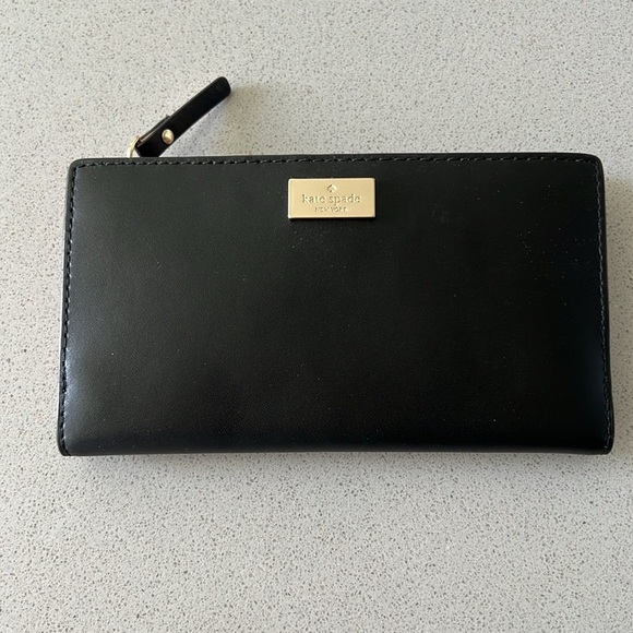 Kate Spade Black & Pink Double Bifold Wallet with Coin Pouch - Picture 2 of 10